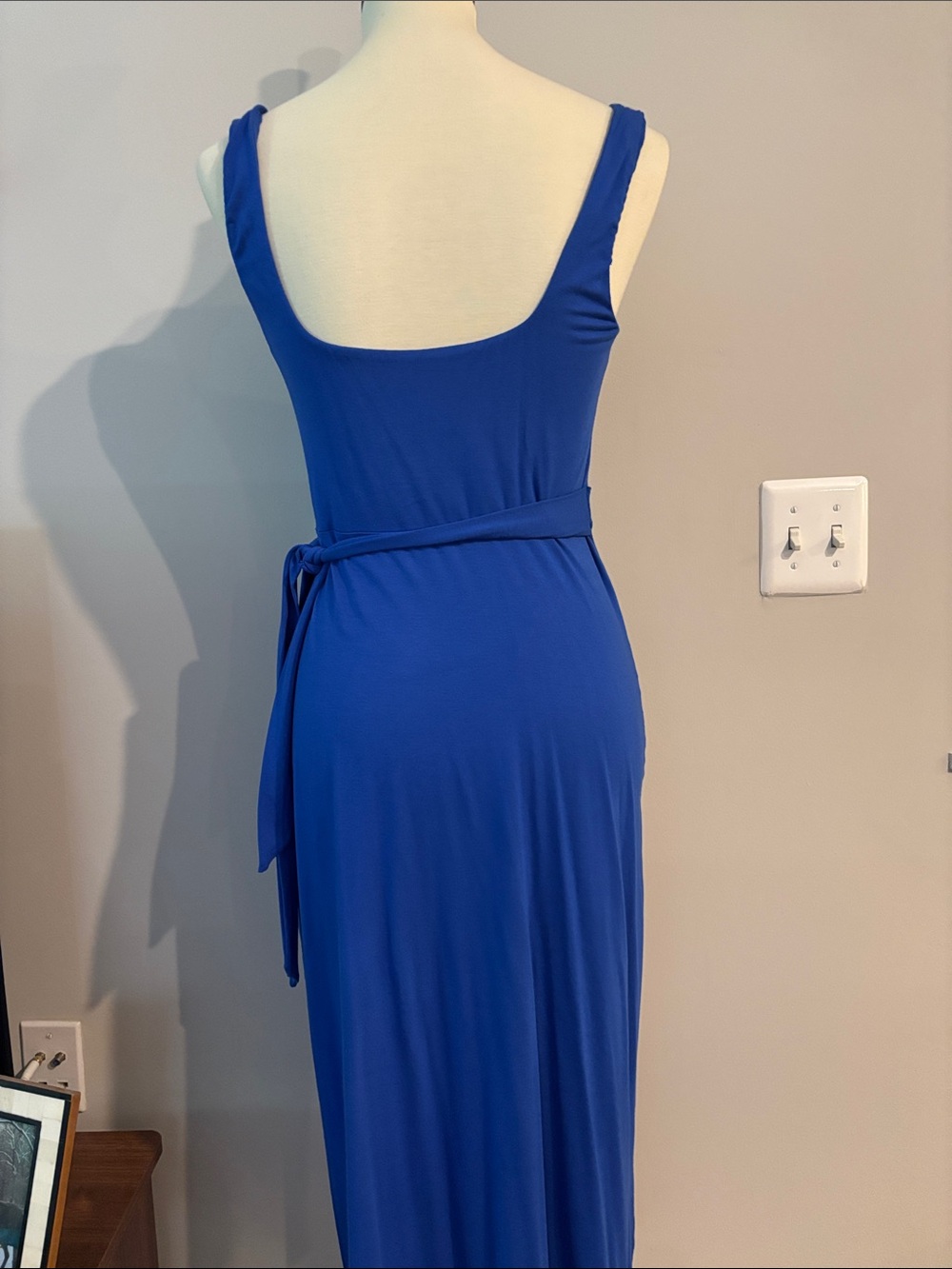 HALARA Cobalt Blue Square-Neck Midi Dress with Side Wrap - Picture 2 of 2